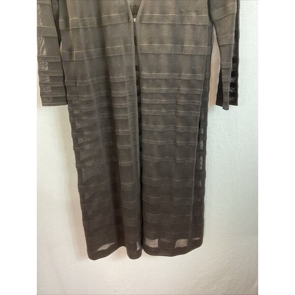 Misook Women’s Brown Striped Knit Open Front Cardigan Duster Size M - Picture 3 of 11